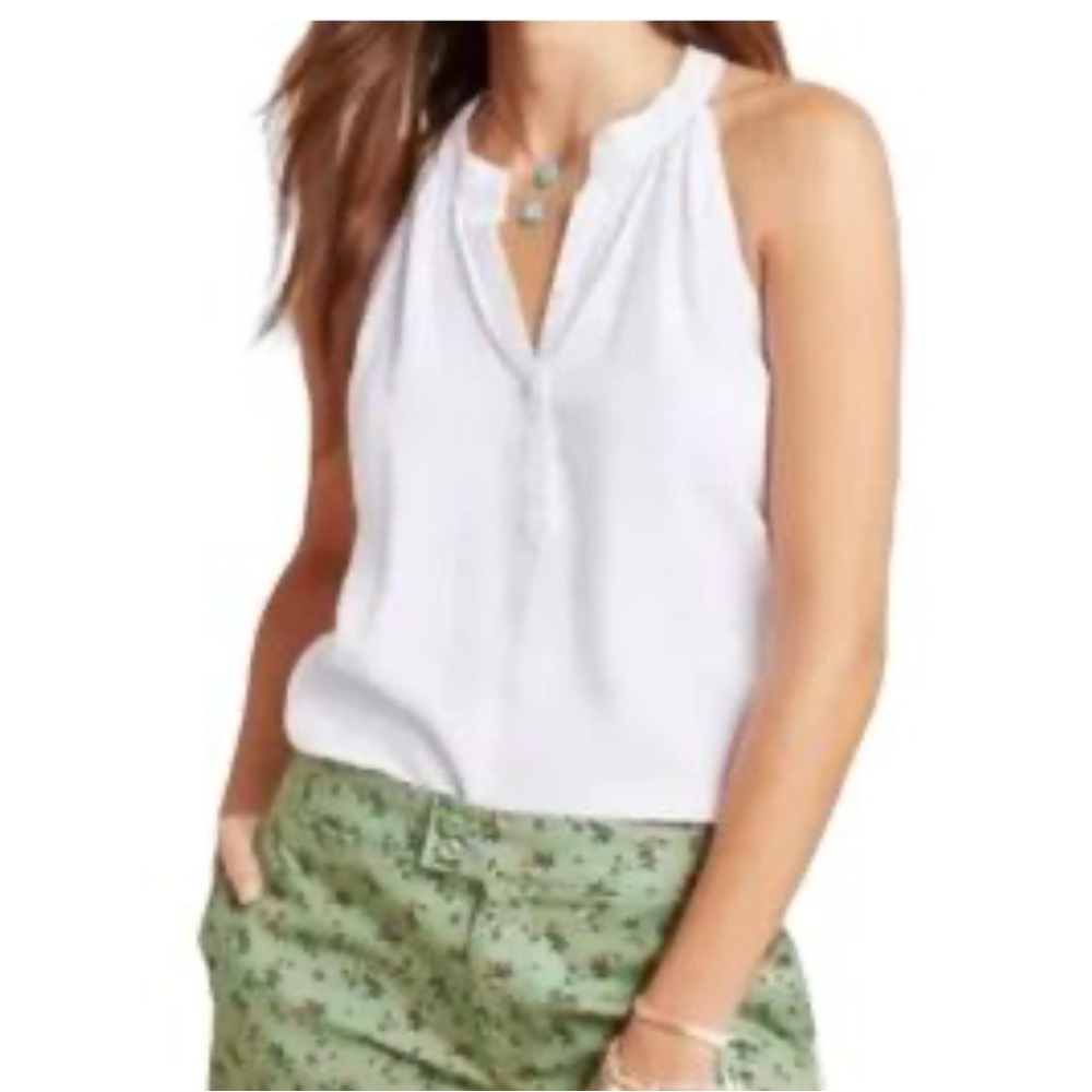 Cloth & Stone for Anthropologie Halter Button-Front Tank Top Women XS White